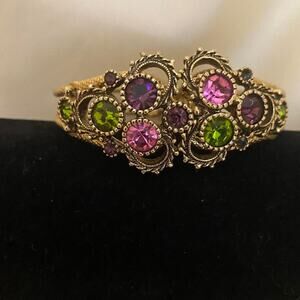 Vintage Sarah Coventry "Austrian Lites" hinged clamper rhinestone Bracelet